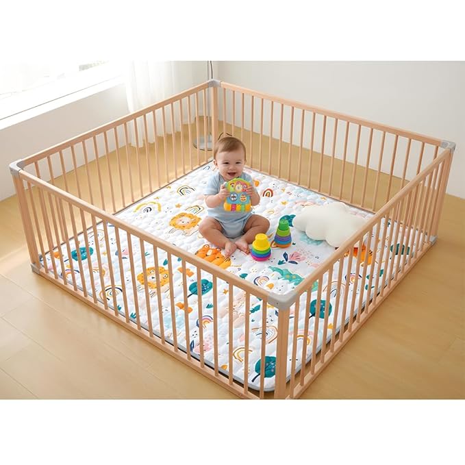 Baby Play Mats for Floor, 71"×59" Playpen Mat, Thick Cushioning Padding Foam Playmat, Washable Crawling Mat for Baby and Toddlers Infants to Play and Learn