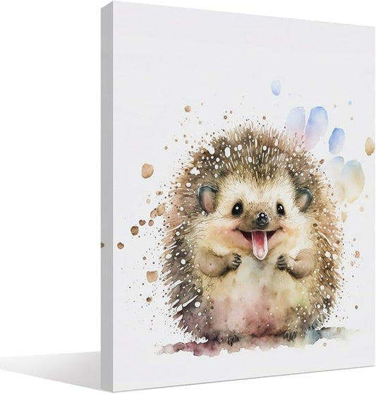 BIWSHA Baby Hedgehog Wall Art Prints, Woodland Animal Nursery Decor, Watercolor Animal Art for School Children Kids Room Bedroom Living Room, 11x14 Inch