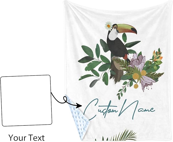 Personalized Baby Blanket with Name – Toucan Pattern Soft Receiving Blanket for Newborn Boys, Custom, Hunting Theme Nursery Decor for Toddlers