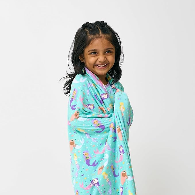 Little Sleepies Cloud Blanket, Soft Viscose from Bamboo Toddler & Baby Blanket for Boys & Girls, Lightweight, Perfect for Hot Sleepers, 50" x 50", Large (Mermaid Magic)