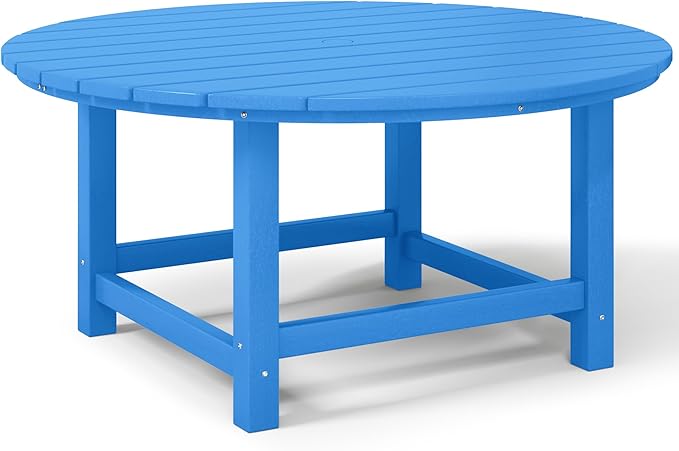 Costaelm Kids Dinner Table, Toddler Play Desk Student Desk Outdoor Childrens Picnic Tables for Children Arts & Crafts, Snack Time, Multi-Activity Table for Ages 2-8 in Home/Outside, Pacific Blue