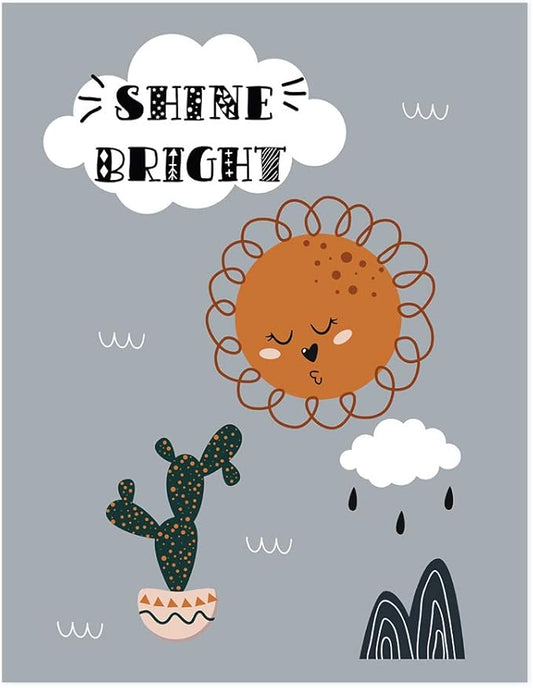 Andaz Press Nursery Kids Room Scandinavian Hello Llama Wall Art Decor Poster Prints, 8.5 x 11-inch, Scandinavian Shine Bright Llama Graphic, 1-Pack, Unframed