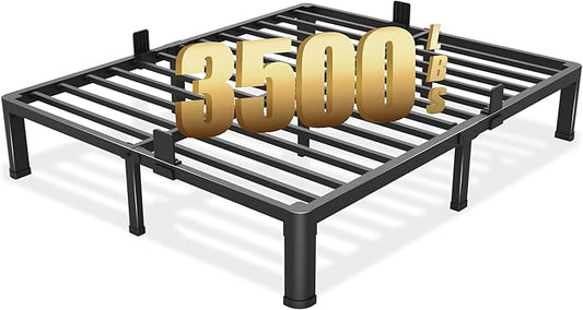 10 inch California King Bed Frame with Round Corner Legs Mattress Slide Stopper,Low Profile Heavy Duty Metal Platform,Steel Slat Support,No Box Spring Needed,Easy Assembly,Noise Free