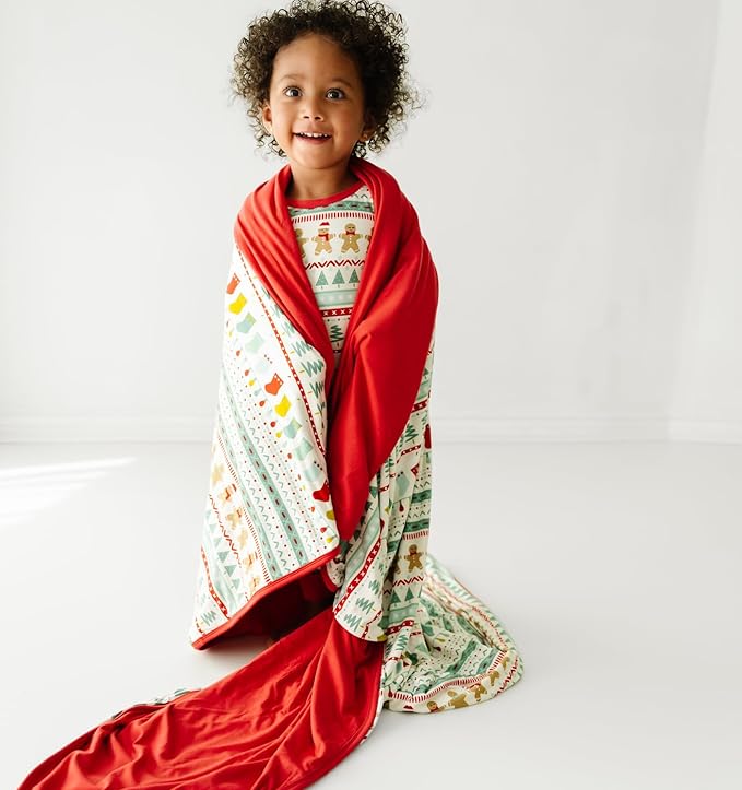 Little Sleepies Christmas Blanket, Soft Viscose from Bamboo Christmas Throw Blanket for Baby Boys & Girls, Lightweight, 50" x 50", Large (Fair Isle)