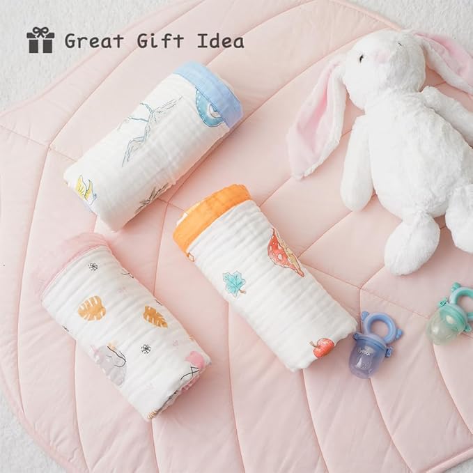 BATTILO PTY 6 Layer Muslin Baby Blankets, Nursery Blankets for Boys Girls, Swaddle Blankets Babt Blanket Neutral Soft Lightweight Toddler and Kids Throw Blanket(Dinosaur)
