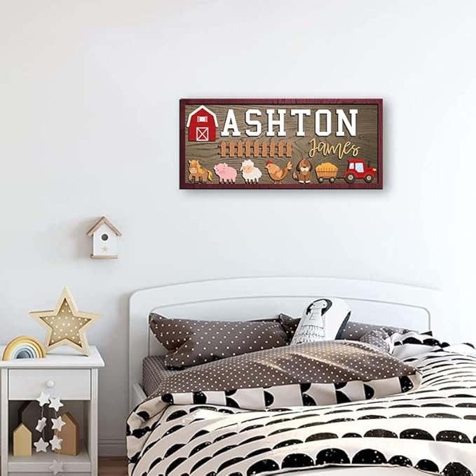 Personalized Farm Animal Nursery Decor, Custom Wooden Baby Name Sign for Rustic Farm, Themed Room, Barn Style Wall Art, Unique Baby Gift for Boys or Girls
