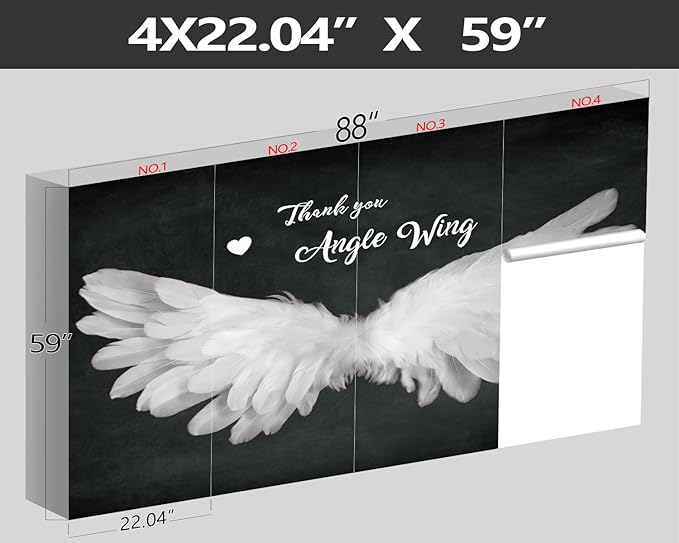 XMPMBM-Modernity Grey Plume Nursery Room Fabric Wallpaper Simple Wings of Angels Wings Bedroom Bathroom Wall Mural-W 88" X H 59"（36 Square Foot）