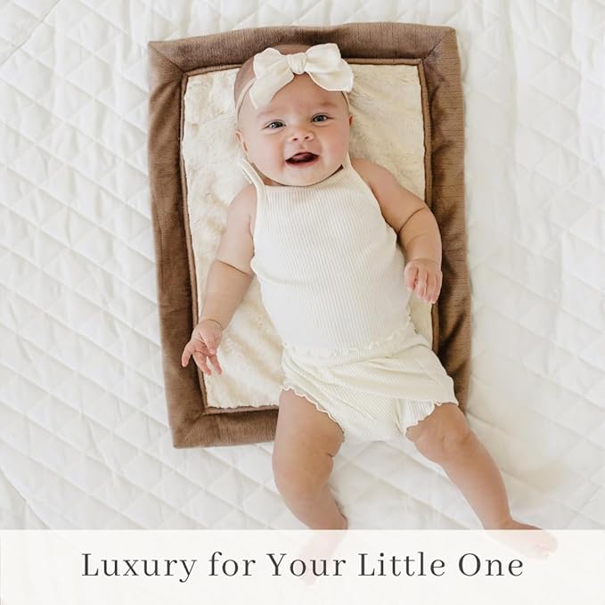 SARANONI Luxury Security Blankets for Babies | Ultra-Soft Lush and Boutique Quality Baby Blanket | Ivory & Gingersnap, Mini - 15" x 20"