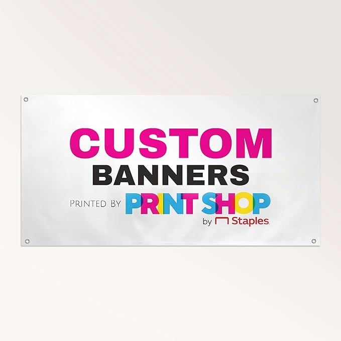 Staples Custom Scrim Vinyl Banner - 48" x 24" Quote Banner with 4 Grommets - Durable Outdoor Sign for Events, Promotions, and Business Advertising (American Flag)