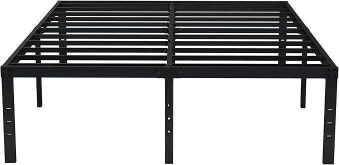 EMODA 18 Inch King Bed Frame No Box Spring Needed, Heavy Duty Tall Metal Platform with Large Storage Space, Noise Free, Easy Assembly, Black