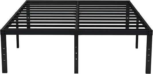 EMODA 18 Inch King Bed Frame No Box Spring Needed, Heavy Duty Tall Metal Platform with Large Storage Space, Noise Free, Easy Assembly, Black