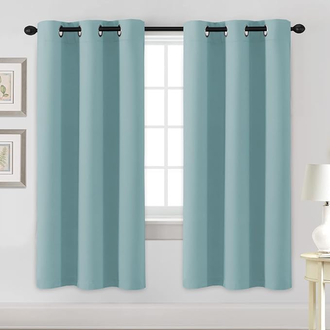 H.VERSAILTEX Blackout Curtains for Bedroom Thermal Insulated Room Darkening Living Room Curtains 72 Inch Long Grommet Privacy Protection Window Curtain Panels/Drapes, 2 Panels, Mineral Blue