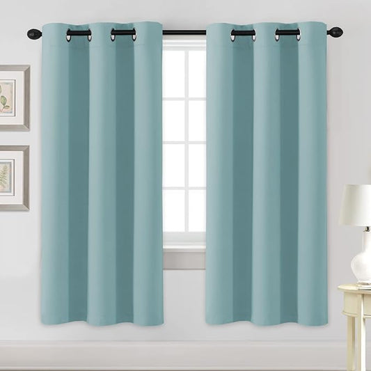 H.VERSAILTEX Blackout Curtains for Bedroom Thermal Insulated Room Darkening Living Room Curtains 72 Inch Long Grommet Privacy Protection Window Curtain Panels/Drapes, 2 Panels, Mineral Blue