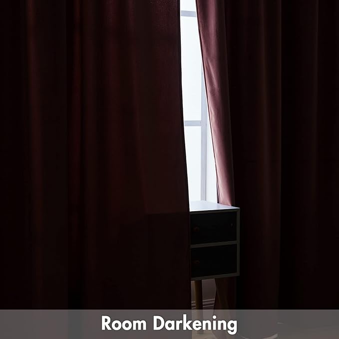 MIULEE Dusty Rose Pink Velvet Curtains Thermal Insulated Blackout Curtain Drapes for Bedroom Living Room Darkening 63 Inches Long Curtains Panels Rod Pocket Set of 2