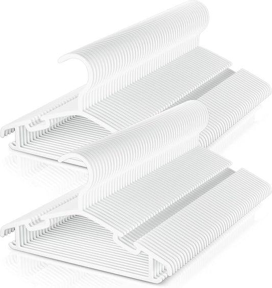 Baby Hangers 100 Pack Non-Slip Kids Plastic Hangers for Closet, Space Saving Toddler Hanger for Infant Clothing, Childrens Hanger for Child, White