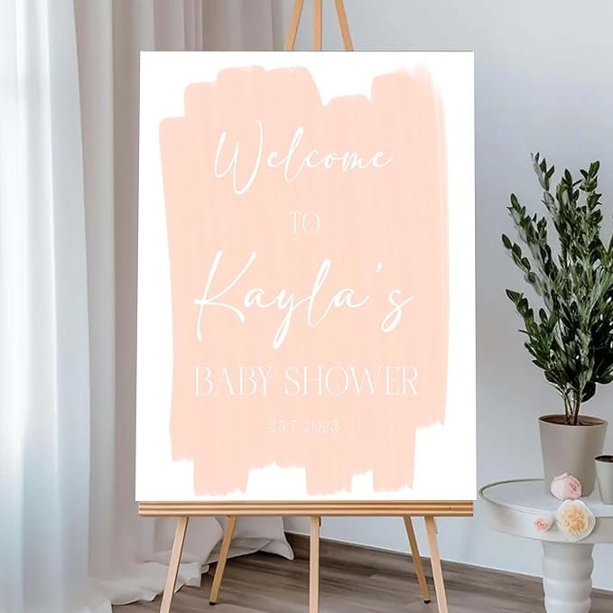 Personalized Color Brush Stroke Baby Shower Welcome Sign - Boho Announcement Yard Sign - Neutral Baby Shower Entrance Decor