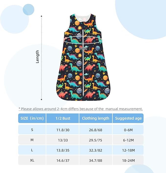 Baby Sleep Sack Sleeveless Sleeping Bag Wearable Blanket Soft Breathable Toddler Sleep Bag Colorful Dinosaur