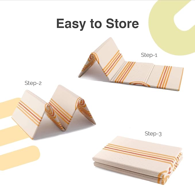 ORIBEL PurePlay Baby Play mat | 79" x 59" | Odour Free | Easy to Clean | Water & Stain-Resistant | Reversible & Foldable | 3 Layer Protection| Scratch Resistant (Savanna Adventure)