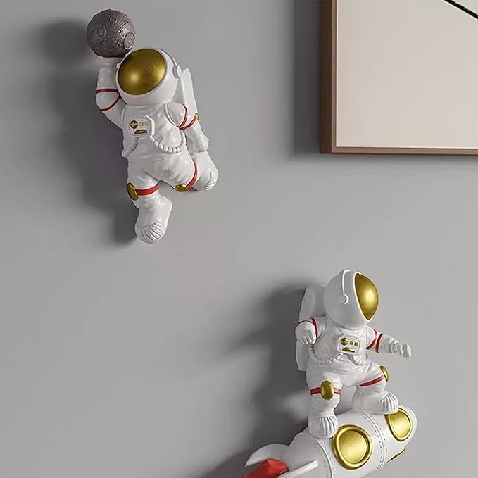 XGZY Astronaut Wall Sculptures decoration- Space themed Bedroom decor for boys - 2PCS Set & E