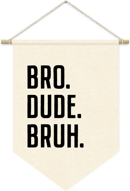 Boy Nursery Decor, Boys Room Banner Decor, Playroom Wall Decor, Bro Dude Bruh Wall Hanging Pennant Flag Banner Decor for Nursery Classroom Playroom Kids Room, Playroom Essentials