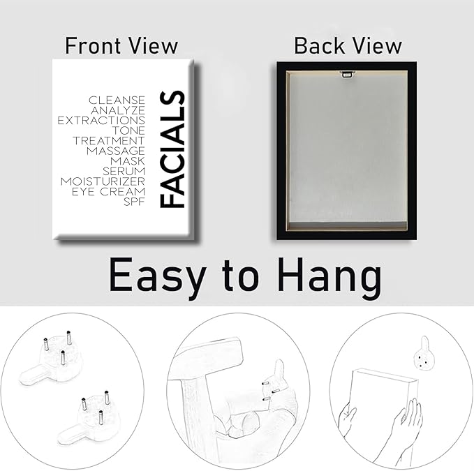 LUHDFYS Minimalist Wall Art Prints Black and White Abstract Line Art Facials Quotes Wall Art Spa Beauty Decor Woman Face Sketch One Line Drawing Wall Art Wrapped Canvas