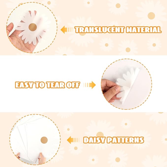 12 Sheets Daisy Wall Decals, White and Yellow Daisy Flowers Wall Stickers, Large Vinyl Peel and Stick Floral Wall Decor for Living Room Bedroom Decoration Baby Girls Room Nursery Room