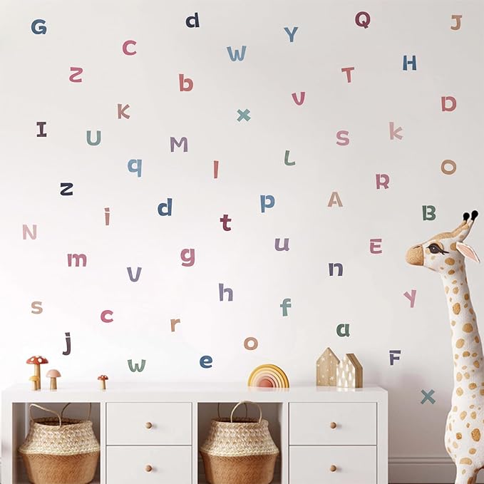 Large Alphabet Stickers, Peel and Stick Colorful Letters Wall Decals, Multicolor Early Learning Decor for Bulletin Board Classroom Window Door Mailbox Home Decor