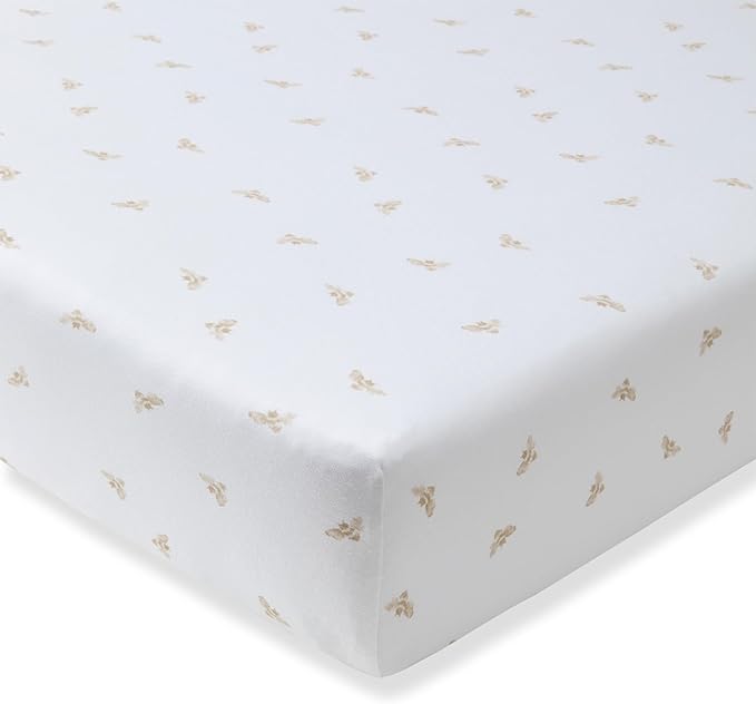 Burt's Bees Baby Essential Organic Cotton Fitted Crib Sheet, Breathable for Boy Girl Standard Crib & Toddler Mattresses