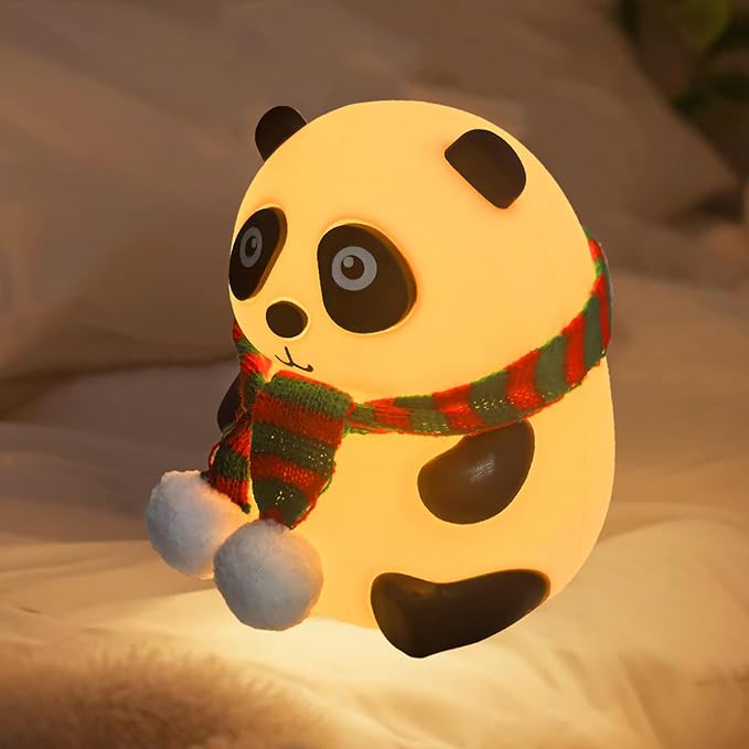 Cute Panda Night Light, LED Squishy Novelty Animal Night Lamp with 7 Color Modes, Soft Silicone Dimmable Nursery Nightlight for Breastfeeding Toddler Baby Kids Decor, Cool Gifts Kids (Panda)
