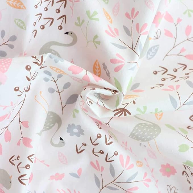 100% Cotton Crib Bedding Set for Baby Boys Girls,3 Pcs Baby Bed Linen Include Duvet Cover,Fitted Sheet,Pillowcase,Nursery Decoration,No Filler(Pink)