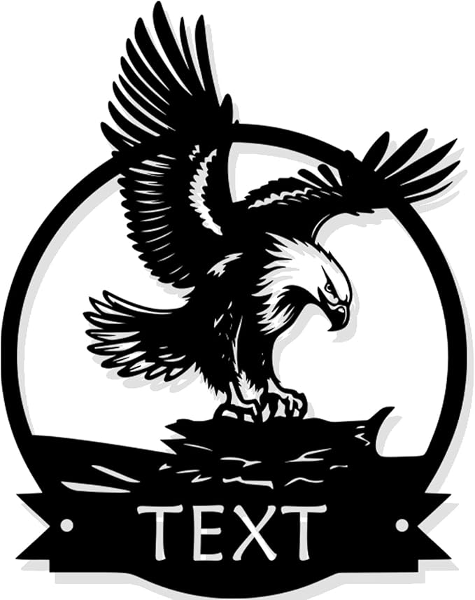 Personalized American Eagle Metal Sign, Custom Signs Outdoor Metal, Eagle Wall Art, Cabin Decor, Porch Decor, Personalized Patriotic/Christmas Gift for Brothers/Fathers/Eagle lovers