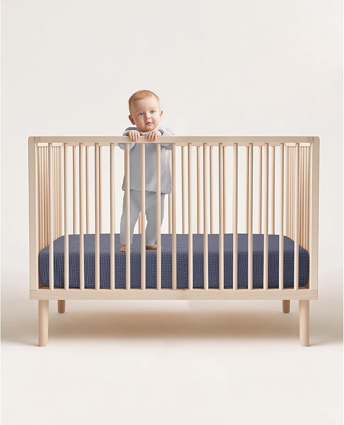 lulumoon Baby Muslin Crib Sheets - Toddler Cotton Fitted Crib Sheets Neutral for Boys and Girls 2Pack