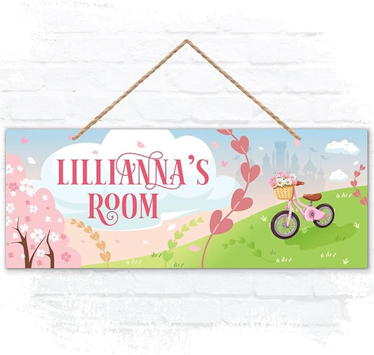 Custom Girl/Boy Name Sign Personalized Children Decor Bedroom Sign For Kids Room, Christmas Gift, Castle Tent, Wall Sign 5x13 Inches, ACM, Made in USA