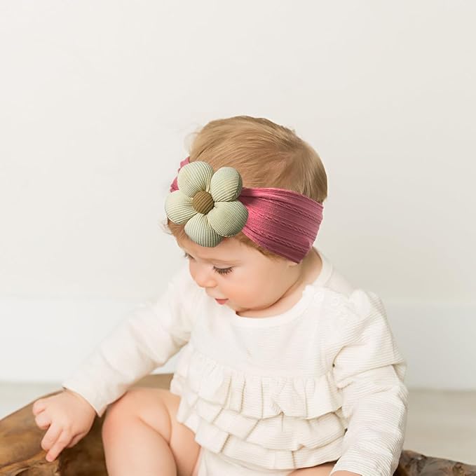 6 Pcs Baby Flower Headbands Baby Girls Nylon Headband Soft Hairbands Hair Accessories for Newborn Infant Toddler Kids