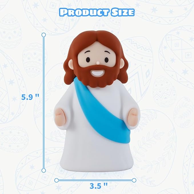 Jesus Night Light Rechargeable Bedside Night Light Dimmable Silicone LED Light Ideal for Religious Gatherings, Gifts for Sunday School, Baptism Presents, Easter Egg Decorations (Blue)