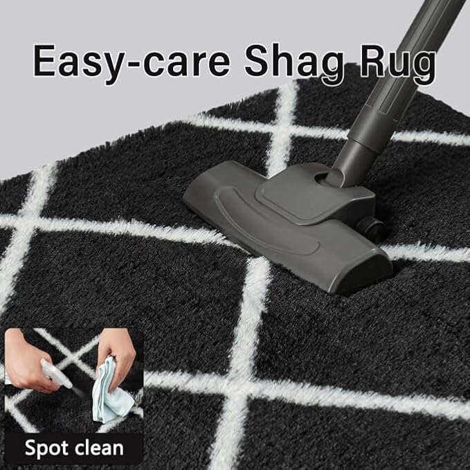 6x9 Checkered Rug for Living Room Black and White Modern Soft Area Rug Fluffy Non-Slip Carpet for Bedroom Playroom Home Aesthetic Decor
