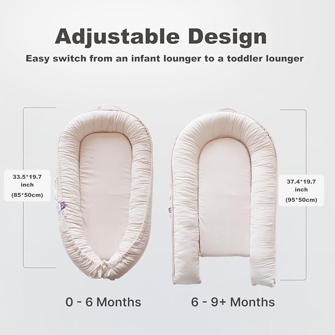 Infant Lounger, Baby Nest Cover for Baby Girls & Boys, Newborn Essentials for Baby 0-12 Months, 100% Cotton Breathable (CreamyWhite_Corduroy)