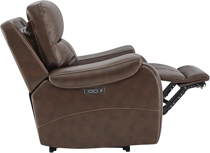 CHITA Large Power Zero Gravity Recliner Chair, Genuine Leather Recliner Chair for Adults with Adjustable Power Headrest and Hidden Slide-Out Cupholders, USB and Type-C Ports, Dark Brown