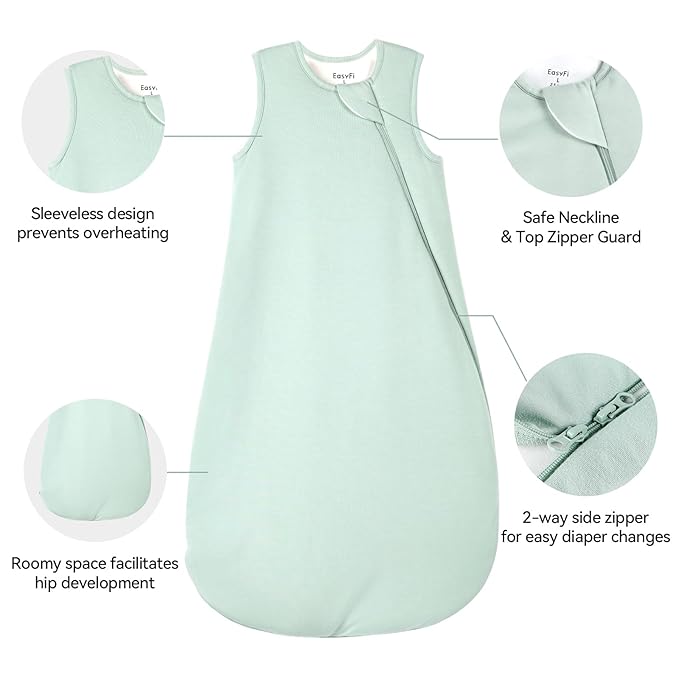 Rayon Made from Bamboo Sleep Sack 6-12 Months 2.5 Tog Winter Supersoft Toddler Sleep Sack for Unisex Girl Boy Thick Warm Baby Sleeping Bag 2-Way Zipper Baby Wearable Blanket