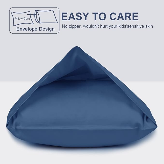 Cotton Toddler Pillowcase 14x20 Envelope: Long-Staple Cotton, Ultra Soft Breathable Durable, Travel Pillow Cover 2 Pack by Fittia