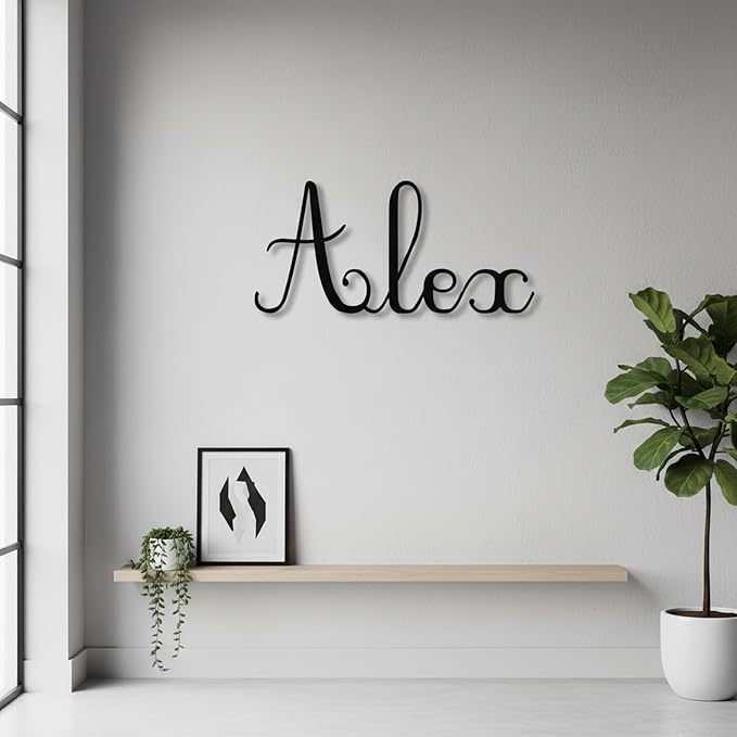 Custom Metal Words - Elegant Tall Script Name Sign - Custom Name Sign Baby - Refined Laser Cut Cursive Wall Art for Baby Name, Wedding & Luxury Home Decoration Gift