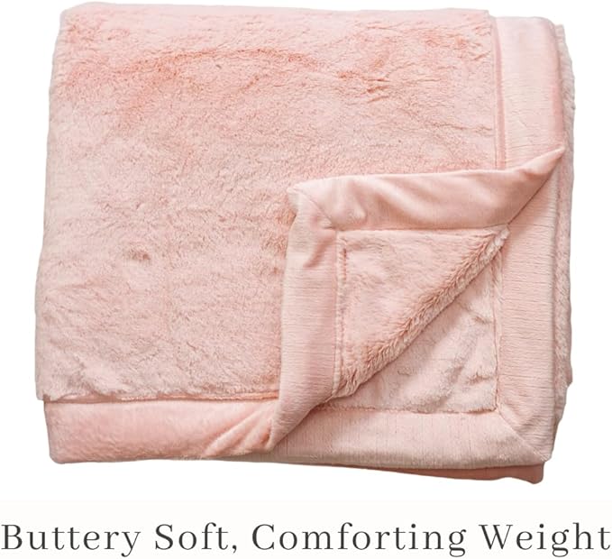 SARANONI Oversized Luxury Blanket | Breathable Super Soft, Lush, Plush Comfy Blankets for Adults | Peach Blush - X-Large 60” x 80”