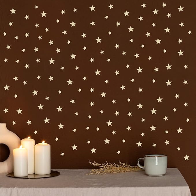 Wall Decals for Kids Room (Beige, Mix Star 112 Pcs)