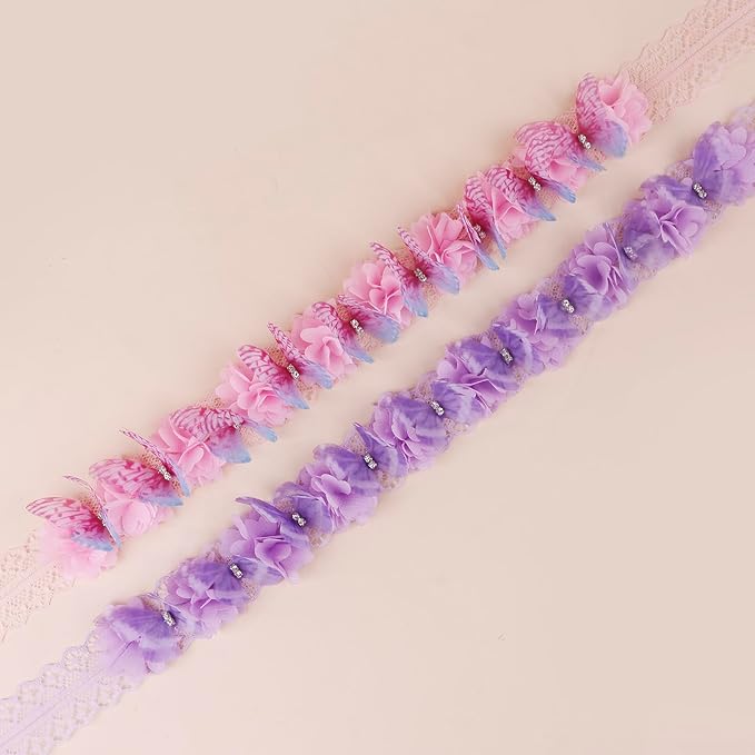New Model Children Girl Lace Headbands Lace Flower Hairbands 2pcs Hair Accessories Gift for Children (lace-3)