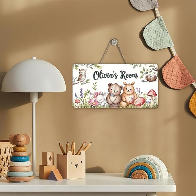 Custom Animal Wooden Name Sign - Toddler Room Wall Art Decor, Nursery Door Hanging, Door Hanger, Room Wall Decorative for Boys & Girls