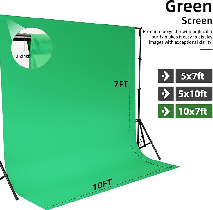 Green Screen Backdrop,10x7FT Green Photo Backdrop for Photography Chromakey Virtual GreenScreen Background Curtain for Streaming Gaming Studio Photoshoot Christmas Party Video Recording