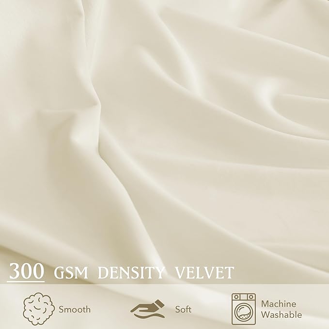 StangH Extra Wide Pinch Pleated Velvet Curtains, Ivory White Light Dimming Bedroom Curtains & Drapes 96 inch Length Thermal Insulated Elegant Home Decor for Nursery Wedding, W72 x L96, 1 Panel