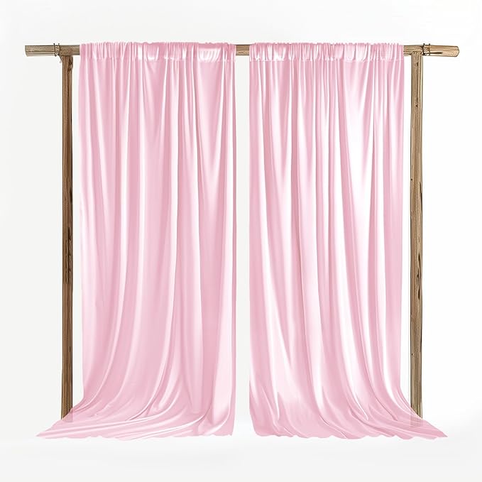 10x10ft Wrinkle Free Pink Backdrop Curtains for Parties Pink Fabric Curtain Backdrop Drapes for Wedding Arch Party Ceremony Stage Decoration