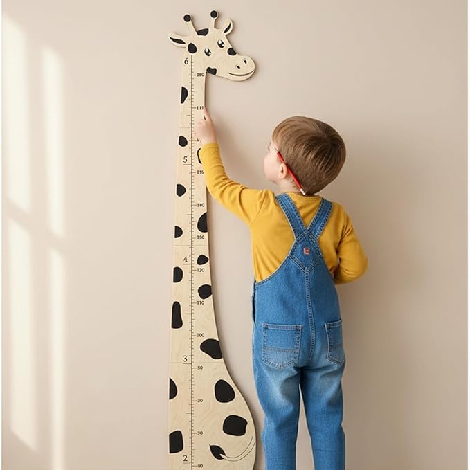 Wooden Height Chart for Kids, Giraffe Height Chart for Boy Girls, Growth Chart for Wall, Height Measurement for Kids, Nursery Decor Decoration Wall Art for Tracking Kids Tool