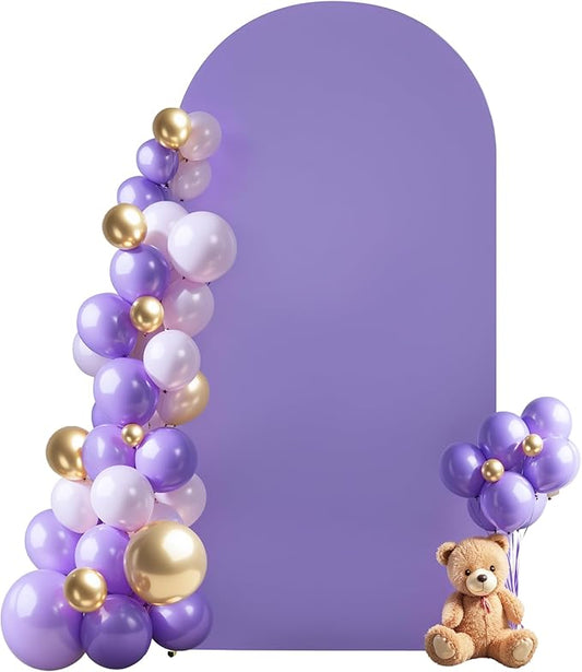 Lavender Arch Cover 7.2FT Spandex Fitted Wedding Arch Stand Covers Round Top Chiara Arch Covers Stretchy Backdrop Cover for Birthday Party Ceremony Banquet Decoration